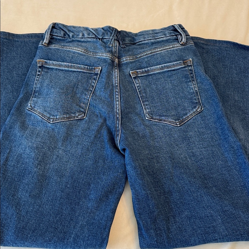 Good American Good Skate Wide-Leg Jeans in Dark Blue Wash, sz 4 - Picture 5 of 7